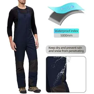 BenBoy Men's Waterproof Insulated Snow Bibs for Winter Adventure