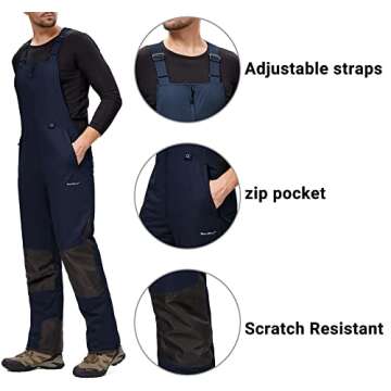BenBoy Men's Waterproof Insulated Snow Bibs for Winter Adventure