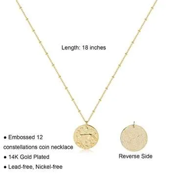 Personalized Taurus Zodiac Coin Embossed Choker Necklace