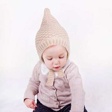 JELLYTREE Baby Hat Winter Bonnet - Toddler Earflap Hat for Infant, Beige