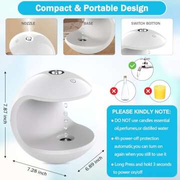 Humidifiers for Large Room,3-IN-1 Anti Gravity Humidifier 400ml Mist Humidifier Desktop silent Humidifier with 7 Color Night Light for Bedroom,Home,Office