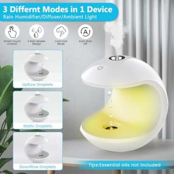 Humidifiers for Large Room,3-IN-1 Anti Gravity Humidifier 400ml Mist Humidifier Desktop silent Humidifier with 7 Color Night Light for Bedroom,Home,Office