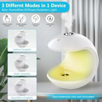 Humidifiers for Large Room,3-IN-1 Anti Gravity Humidifier 400ml Mist Humidifier Desktop silent Humidifier with 7 Color Night Light for Bedroom,Home,Office