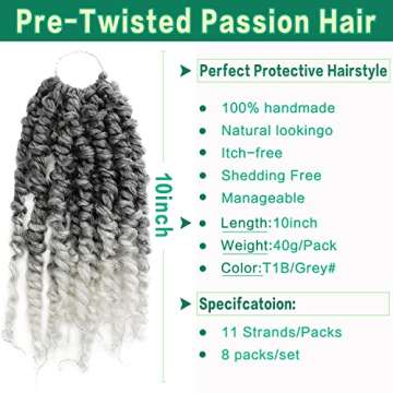 Passion Twist Hair 14 Inch 8 Packs Water Wave Crochet Hair For Black Women Passion Twist Crochet Hai...