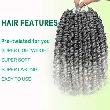 Passion Twist Hair 14 Inch 8 Packs Water Wave Crochet Hair For Black Women Passion Twist Crochet Hair Passion Twists Braiding Hair Bohemian Spring Twist Crochet Hair (14inch, 1B)