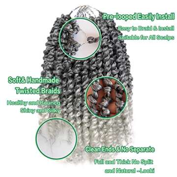 Passion Twist Hair 14 Inch 8 Packs Water Wave Crochet Hair For Black Women Passion Twist Crochet Hair Passion Twists Braiding Hair Bohemian Spring Twist Crochet Hair (14inch, 1B)