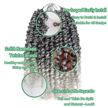 Passion Twist Hair 14 Inch 8 Packs Water Wave Crochet Hair For Black Women Passion Twist Crochet Hair Passion Twists Braiding Hair Bohemian Spring Twist Crochet Hair (14inch, 1B)