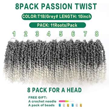 Passion Twist Hair 14 Inch 8 Packs Water Wave Crochet Hair For Black Women Passion Twist Crochet Hair Passion Twists Braiding Hair Bohemian Spring Twist Crochet Hair (14inch, 1B)