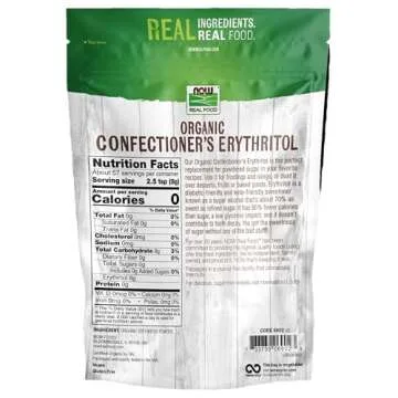 NOW Foods Organic Confectioner's Erythritol Powder for Guilt-Free Desserts, 1-Pound