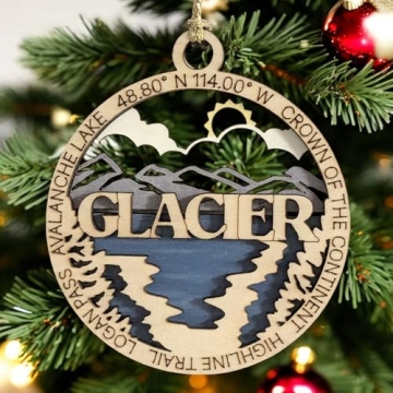Glacier National Park Handcrafted Wooden Ornament
