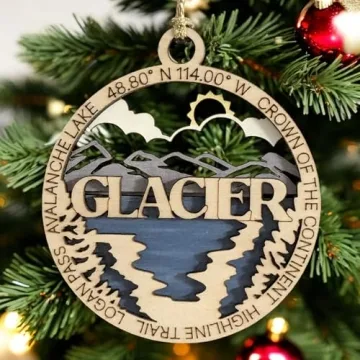 Glacier National Park Handcrafted Wooden Ornament