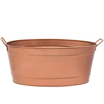 Achla Designs Oval Copper Plated Galvanized Tub