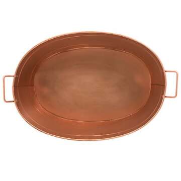 Achla Designs Oval Copper Plated Galvanized Tub