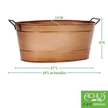 Achla Designs Oval Copper Plated Galvanized Tub