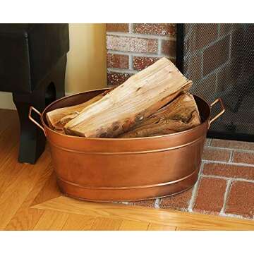 Achla Designs Oval Copper Plated Galvanized Tub