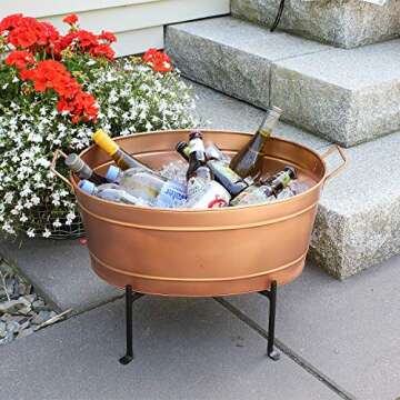 Achla Designs Oval Copper Plated Galvanized Tub