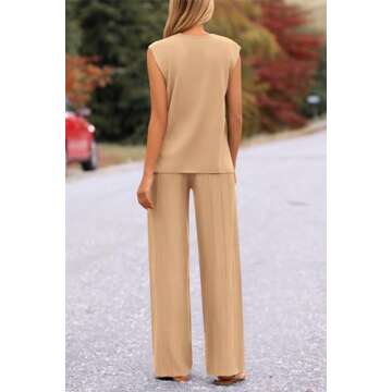 PRETTYGARDEN Women's 2 Piece Outfits Knit Loungewear High Low Pullover Tops and Wide Leg Pants Casua...