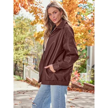 AUTOMET Women's Oversized Faux Leather Jacket