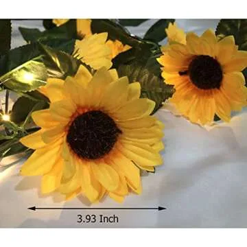 Fielegen 30 LED Artificial Sunflower Garland with Lights Battery Powered 7.2ft Sunflower Vine Fake Flowers Garland String Lights for Indoor Bedroom Holiday Garden Wedding Birthday Party Table Decor