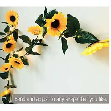 Fielegen 30 LED Artificial Sunflower Garland with Lights Battery Powered 7.2ft Sunflower Vine Fake Flowers Garland String Lights for Indoor Bedroom Holiday Garden Wedding Birthday Party Table Decor