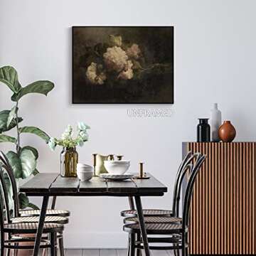 NONPAI Vintage Moody Peony Canvas Wall Art for Home