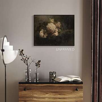 NONPAI Vintage Moody Peony Canvas Wall Art for Home