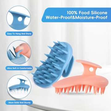 ANAOTA Hair Scalp Massager Shampoo Brush 2Pack, Scalp Scrubber 100% Silicone,Scalp Exfoliator for Dandruff Removalfor, Hair Brush for Hair Growth,Waterproof(Blue+Orange)