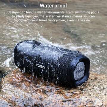 TOZO PA2 Bluetooth Speaker with Dual Drivers & Dual Bass Diaphragms, Deep Bass Loud Stereo Sound, 25H Playtime, Custom EQ App Portable Wireless Speaker for Home Outdoors Travel Black