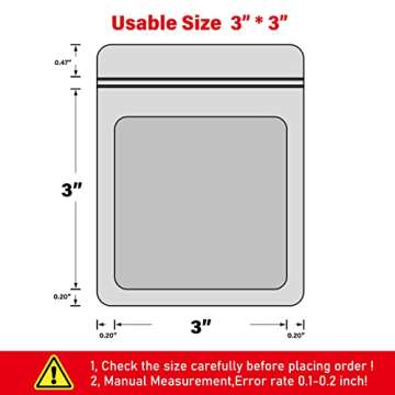 EONJOE 100-Pack Mylar Bags Resealable Sealable Holographic Zip Bag Jewelry Candy Sample Product Smal...