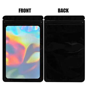 EONJOE 100-Pack Resealable Holographic Mylar Bags