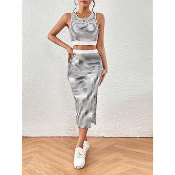 GORGLITTER Women's 2 Piece Skirt Set for Summer Style