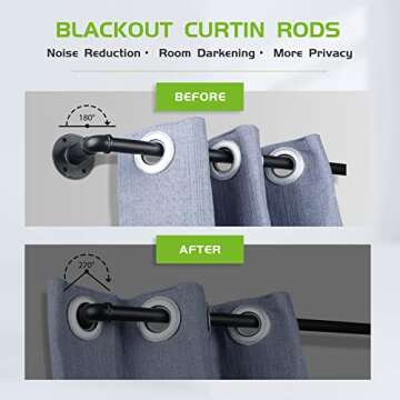 Versatile 1 Inch Industrial Curtain Rod - Adjustable Length & Stylish Design