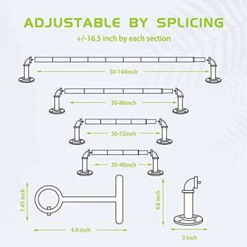 Adjustable 1 Inch Industrial Curtain Rod for Any Window
