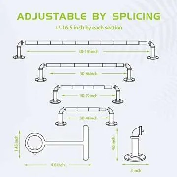 Adjustable 1 Inch Industrial Curtain Rod for Any Window