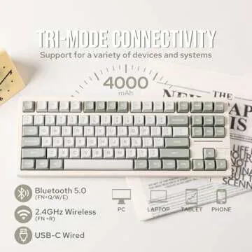 EPOMAKER x Feker Galaxy80 Gaming Keyboard, Aluminum Alloy Wireless Mechanical Keyboard, BT5.0/2.4G/USB-C Gasket-Mounted Keyboard, Hot Swappable, NKRO Creamy Keyboard (White, Marble White Switch)