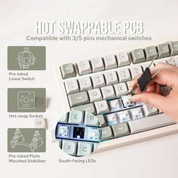 EPOMAKER x Feker Galaxy80 Gaming Keyboard, Aluminum Alloy Wireless Mechanical Keyboard, BT5.0/2.4G/USB-C Gasket-Mounted Keyboard, Hot Swappable, NKRO Creamy Keyboard (White, Marble White Switch)