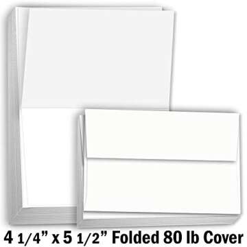 Hamilco White Cardstock Thick Paper Blank Place Tent Folded A2 Cards - Greeting Invitations Stationary - 4 1/4 x 5 1/2" Heavy weight 80 lb Card Stock for Printer (Bright)