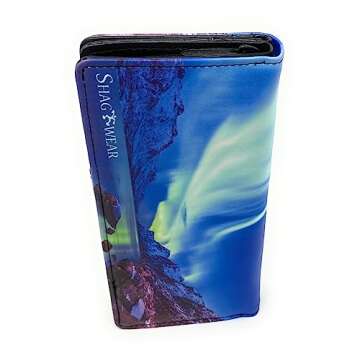 Shag Wear Aurora Borealis Northern Lights Large Nature Wallet for Women and Teen Girls Vegan Faux Le...