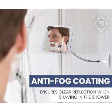 MIRRORVANA Fogless Shower Mirror with Adjustable Gooseneck