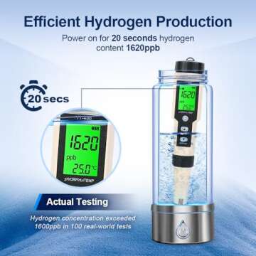 Hydrogen Water Bottle is a 3-Purpose Hydrogen Water Generator That uses Advanced SPE and PEM Technology for Hydrogen-Oxygen Separation, which generates Over 1500 ppb of odourless Hydrogen Water