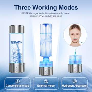 Hydrogen Water Bottle is a 3-Purpose Hydrogen Water Generator That uses Advanced SPE and PEM Technology for Hydrogen-Oxygen Separation, which generates Over 1500 ppb of odourless Hydrogen Water