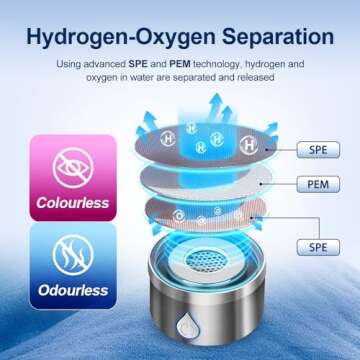 Hydrogen Water Bottle is a 3-Purpose Hydrogen Water Generator That uses Advanced SPE and PEM Technology for Hydrogen-Oxygen Separation, which generates Over 1500 ppb of odourless Hydrogen Water