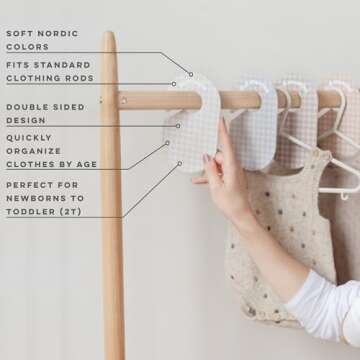 3 Sprouts Baby & Toddler Hanger Closet Dividers Set of 8 - Durable Baby Clothes Organizer, Nursery Closet Organization for Baby Clothing by Size or Age from Infant to Toddler Boy & Girl - Gingham