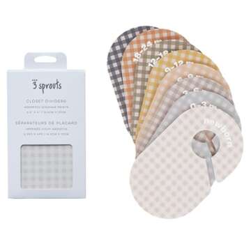 3 Sprouts Baby & Toddler Hanger Closet Dividers Set of 8 - Durable Baby Clothes Organizer, Nursery Closet Organization for Baby Clothing by Size or Age from Infant to Toddler Boy & Girl - Gingham