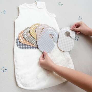 3 Sprouts Baby & Toddler Hanger Closet Dividers Set of 8 - Durable Baby Clothes Organizer, Nursery Closet Organization for Baby Clothing by Size or Age from Infant to Toddler Boy & Girl - Gingham