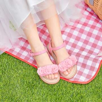 Felix & Flora Toddler Girl Pink Sandals Size 6 - Easter Flower Girl Dress Shoes Open Toe Little Kid ...