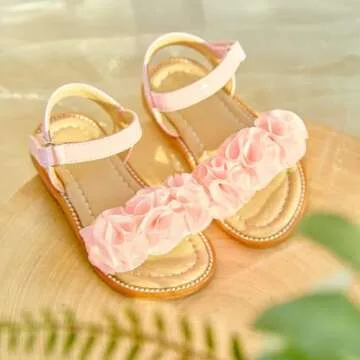 Felix & Flora Toddler Girl Pink Sandals Size 6 - Easter Flower Girl Dress Shoes Open Toe Little Kid Summer Flats