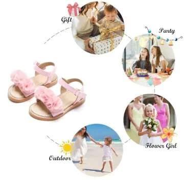 Felix & Flora Toddler Girl Pink Sandals Size 6 - Easter Flower Girl Dress Shoes Open Toe Little Kid Summer Flats