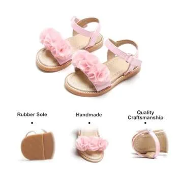Felix & Flora Toddler Girl Pink Sandals Size 6 - Easter Flower Girl Dress Shoes Open Toe Little Kid Summer Flats