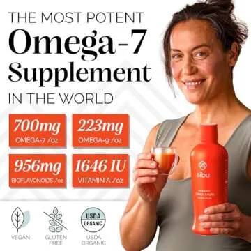 sibu Omega 7 Pure, 100% Pure Sea Buckthorn Juice (32 oz), USDA Organic – Boosts Immune System, Supports Cardiovascular Health, Amazing for Skin Hair and Nails